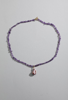 Collier tendance en cuivre plaqué or avec breloque en améthyste et perle d'eau douce, certifié CE ASTM REACH, bijoux de mode en matériaux naturels - Cadeau tendance