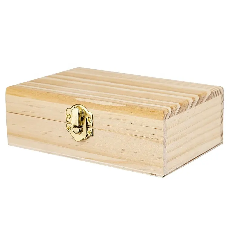 กล่องไม้ขนาดเล็กสำหรับงานฝีมือสี่เหลี่ยมผืนผ้าเครื่องประดับไม้กล่องของขวัญที่มีฝาปิดบานพับ