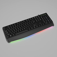 Clavier de jeu standard noir et blanc OEM d'usine, 104 touches, taille standard, rétroéclairage LED, clavier filaire USB pour bureau