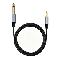 Kabel Konektor Gitar Stereo Jantan 3.5mm ke 6.35mm Inti Kawat Tembaga Berlapis Timah, Desain Berpelindung Dua Lapis untuk Konsol Mixing