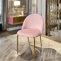 Chaises de restaurant Usine Export vente rose gris bleu vert jaune crème velours rembourré chaises de salle à manger modernes avec pieds en métal