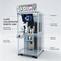 Robot de fabrication et de distribution de crème glacée entièrement automatisé, à bras unique et 6 axes, entièrement fermé