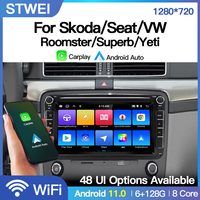 Autoradio STWEI Carplay Android GPS Stéréo Récepteur 8 Pouces Lecteur Multimédia Audio pour VW/Seat/Skoda Roomster Superb Yeti Wifi