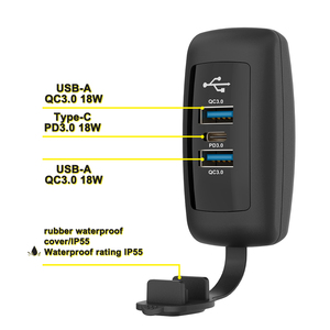 <span class=keywords><strong>Prise</strong></span> de courant étanche IP55 24 V avec 3 ports USB (double QC3.0 & PD3.0) pour <span class=keywords><strong>installation</strong></span> sur main courante de bus ou camion - Product Image 6
