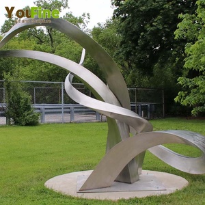 304 moderno <span class=keywords><strong>Giardino</strong></span> esterno In Acciaio Inox A Specchio Cerchio Astratto Scultura - Product Image 1