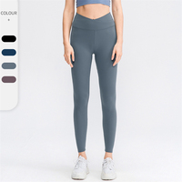 Pantalones de Yoga de cintura alta sin costuras, ropa activa, Leggings cruzados con corte en V, marca privada, para invierno