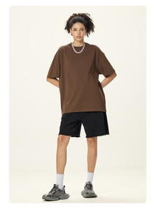T-shirt Homme Oversize en Coton Sorona Lourd Style Urbain Col Rond Uni Personnalisable Logo Respirant Sportif - Product Image 4