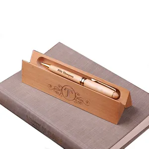 Christmas Gift Eco Friendly Luxury Custom Engrave Wood Ballpoint Pen Set with Wooden Case