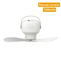 Ventilateur de camping mini USB 7200 mAh avec télécommande, 4 vitesses, lumière LED portable, ventilateur de plafond suspendu pour la maison, l'extérieur et le lit