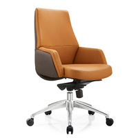 Chaise de direction contemporaine Zitai, chaise de bureau à domicile, réglable, en cuir confortable, luxe, marron, dossier moyen, chaise de conférence en cuir PU