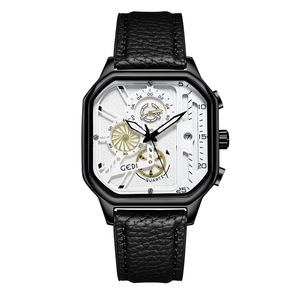 Reloj de cuarzo para hombre con esfera grande personalizada, resistente al agua, con fecha y correa de cuero. - Product Image 3