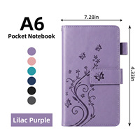 Neues A6 Notizbuch mit Kunstleder-Oberfläche Schmetterling-Prägung Mini Tragbares Taschen-Ledernotizbuch Individuell Anpassbar