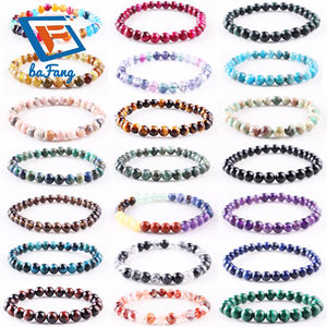 Bracelet de perles de pierres précieuses naturelles 6 8 10mm Bracelets extensibles en perles de pierre en vrac pour hommes femmes - Product Image 1