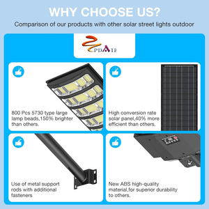 ไฟถนน LED SMD 5730 ความสว่างสูง 800 ชิ้น  แบบรวมทุกอย่างไว้ในหนึ่งเดียว  วัสดุ ABS  กันน้ำ IP65  ใช้พลังงานแสงอาทิตย์  แสงสีขาว 6000K เหมือนแสงกลางวัน - Product Image 5
