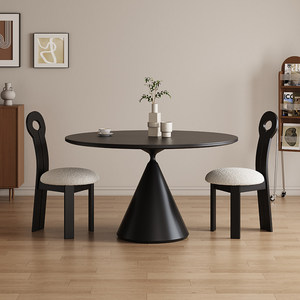Round Extendable Slate Turntable Dining <b>Table</b> Italian Style Minimalist Light Luxury Requires Assembly for Small Apartments - Product Image 1