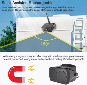 Caméra de recul solaire sans fil, caméra de recul magnétique WiFi, mode veille à distance pour remorque de voyage à col de cygne pour chevaux, camping-car - Product Image 3