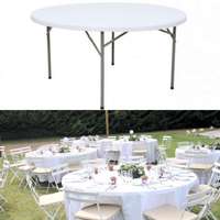 Table ronde pliante en plastique pour 10 personnes, idéale pour les banquets en plein air, les mariages et les fêtes