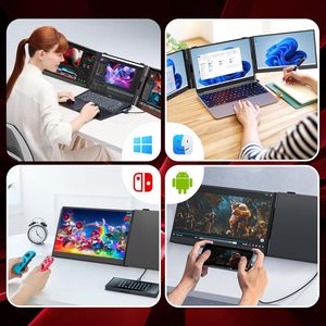 14.2インチWindows Mac Android 1920*1080P OneケーブルタイプCトリプルラップトップモニターディスプレイポータブルに対応 - Product Image 5