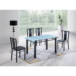 Curved GLASS TOP Two colors Dining Table Set 5-pieces table set Furniture A22--B18