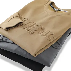 Maglione girocollo in cotone 100% per Hip Hop Streetwear da uomo felpe con cappuccio goffrato Logo personalizzato