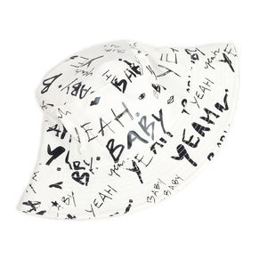 Chapeau Bob Femme en Coton à Imprimé Numérique Motif Lettres 'Yeah Baby' – Chapeau de Soleil Décontracté Couleurs Blanc, Rouge, Bleu, Or - Product Image 3