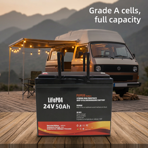 Batterie au lithium LiFePO4 24V 50Ah, cellules de qualité A à plus de 6000 cycles profonds, BMS intelligent, stockage d'énergie solaire pour camping-car et marine - Product Image 1