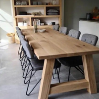 Nouveau style pas cher prix meubles modernes taille personnalisée carré bord vivant solide noyer Restaurant salle à manger dalle de bois Table