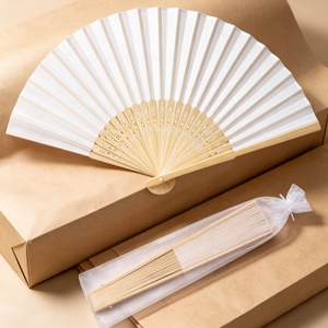 Abanico Plegable <span class=keywords><strong>de</strong></span> Bambú Blanco Hecho a Mano con Varillas <span class=keywords><strong>de</strong></span> Bambú Natural Huecas y Bolsa <span class=keywords><strong>de</strong></span> Organza - Portátil, Personalizable para <span class=keywords><strong>Pintar</strong></span>, Recuerdo <span class=keywords><strong>de</strong></span> Boda - Product Image 6