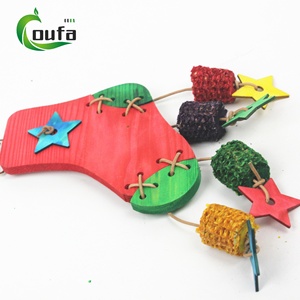 Juguete masticable de Navidad para loros, de madera natural, con forma de estrella, de mazorca de maíz y de lufa, juguete molar colgante para pájaros, para loros medianos y grandes, cacatúas - Product Image 5