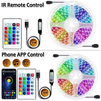 Bande lumineuse RVB 5050 15 60/M LED 5V USB WiFi Bande lumineuse RVB flexible avec télécommande pour la décoration de fête à la maison de rétro-éclairage TV