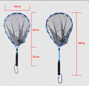 Filet de pêche télescopique pliable en aluminium et caoutchouc pour la manutention, vente en gros d'usine - Product Image 2