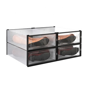 Amazon Hot Seller Clear Plastic Stackable Shoe Display Sneaker Storage Drop Front Shoe Box