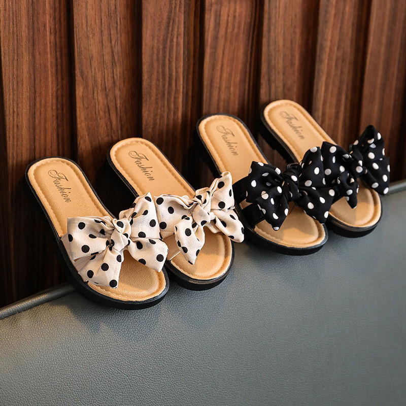 Girls Sandals Kids Summer Slides Slippers Bow Non-slip Casual Girls Flat Shoes
