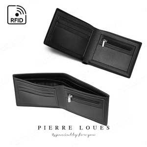 Pierre Loues <b>Men's</b> Leather <b>Wallet</b> RFID Blocking <b>Black</b> Short Style Business Casual Everyday Use - Product Image 1