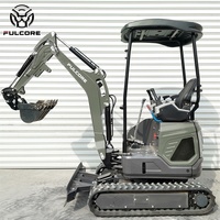 Mini-excavatrice FULCORE CE EPA EuroV certifiée ISO, tête pivotante en acier moulé, cabine fermée en option pour mini-excavatrice agricole