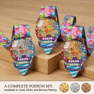 Medalla Deportiva Personalizada <span class=keywords><strong>de</strong></span> Atletismo <span class=keywords><strong>de</strong></span> 5KM, Metálica, con Relieve 3D, Impresión UV a Color y Cinta - Product Image 3