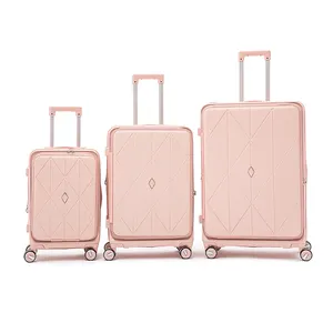Terlaris mewah Buka depan 4 roda pemintal PC tas perjalanan koper aluminium bisnis maletas de viaje bagasi bawaan