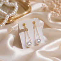 Boucles d'oreilles pendantes en argent sterling 925 avec perles d'eau douce naturelles pour femmes, lustre de qualité supérieure, style à porter au quotidien, bijoux raffinés