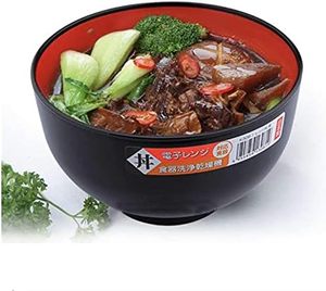 Bol en plastique <span class=keywords><strong>japonais</strong></span> en mélamine passe au lave-vaisselle bol à soupe noir et rouge pour riz Ramen Udon Pho <span class=keywords><strong>Poke</strong></span> - Product Image 4