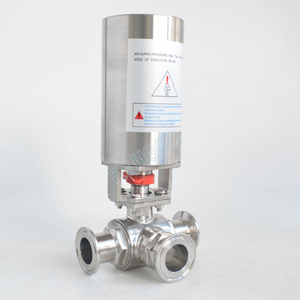 Robinet à bille sanitaire pneumatique en acier inoxydable de qualité alimentaire, type T, type L, 3 voies, avec filetage en aluminium - Product Image 6
