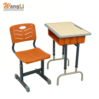 Bureau et chaise d'école ergonomiques en bois avec porte-stylo et rangement, plateau blanc pour salle de classe, bureau à domicile et hôpital