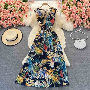 Vestidos Largos de Playa para Vacaciones en la Costa, Estilo Bohemio de Verano, Espalda Descubierta, Cuello en V, Tejido Sólido y Ecológico - Product Image 3