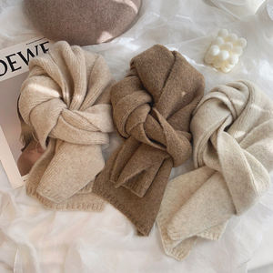 カスタム 厚手 ショール ニット 暖かい カシミア スカーフ 無地 冬 プレーン スカーフ レディース カシミア マフラー - Product Image 2