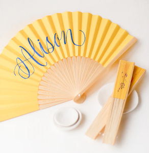Custom Bamboo Hand Fan Personalized Wedding Favors - Product Image 1