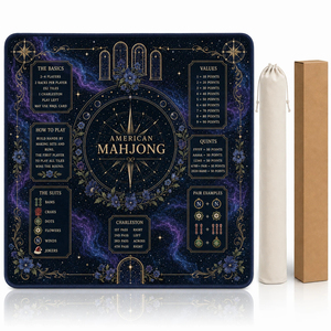 Tapis de Mahjong Américain Esthétique Galaxie Nocturne Or Boussole, Housse de Table Antidérapante et Imperméable avec Guide des Règles pour Jeux de Cartes - Product Image 2