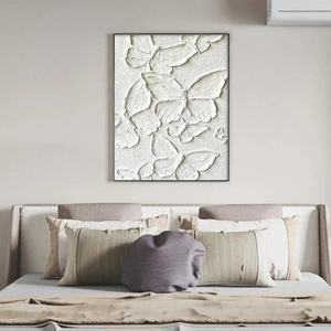 Pintura de Mariposas Blancas en 3D, Arte de Pared Estilo Galería, Pintura al Óleo Abstracta Hecha a Mano sobre Lienzo Texturizado - Product Image 3