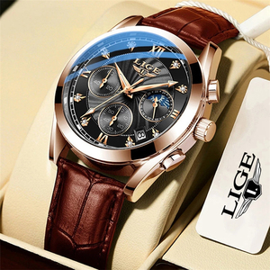 <span class=keywords><strong>LIGE</strong></span> – montres de luxe pour hommes, horloge masculine, Date, Sport, bracelet en cuir, Quartz, Business, cadeau, nouvelle collection <span class=keywords><strong>2021</strong></span> - Product Image 1
