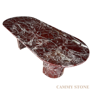 Lussuoso Set da Pranzo in Marmo Rosa Levanto Stile Retrò con Luce Naturale <span class=keywords><strong>per</strong></span> Cucina e Hotel, Piano Ovale Ecologico - Product Image 4