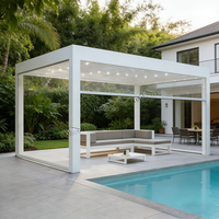 Pergola bioclimatique motorisée intelligente, imperméable, réglable, en aluminium thermolaqué, écologique, avec toit à lamelles, gazebo, abri de rangement
