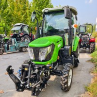 Tracteur agricole Diesel 70 CV vert 4x4 avec cabine vitrée, phares LED, robuste pour travaux agricoles